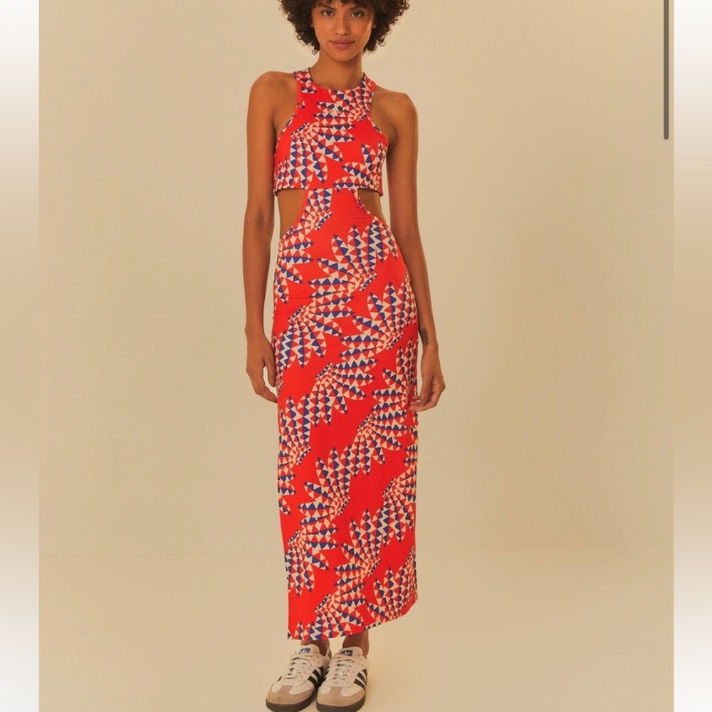Adidas Farm Psychedelic Wave Red Dress. Size X/S